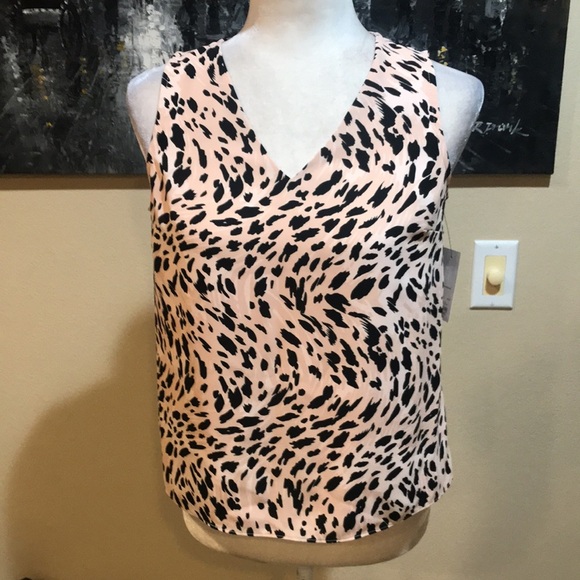 Nine West Woven Animal Print V-Neck Shell Blouse-Size PXS - Picture 1 of 6
